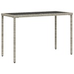 vidaXL Masă de grădină cu blat din sticlă gri deschis, 115x54x74 cm