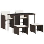 vidaXL Set mobilier de grădină, 5 piese, cu perne, maro, poliratan vidaXL Set mobilier de grădină, 5 piese, cu perne, maro, poliratan