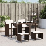 vidaXL Set mobilier de grădină, 5 piese, cu perne, maro, poliratan vidaXL Set mobilier de grădină, 5 piese, cu perne, maro, poliratan