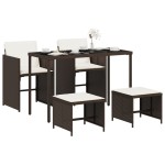 vidaXL Set mobilier de grădină, 5 piese, cu perne, maro, poliratan vidaXL Set mobilier de grădină, 5 piese, cu perne, maro, poliratan