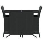vidaXL Set bistro cu perne, 3 piese, negru, poliratan