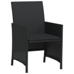 vidaXL Set bistro cu perne, 3 piese, negru, poliratan