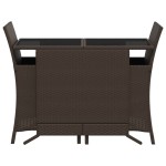 vidaXL Set bistro cu perne, 3 piese, maro, poliratan