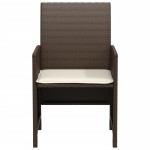 vidaXL Set bistro cu perne, 3 piese, maro, poliratan