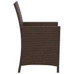 vidaXL Set bistro cu perne, 3 piese, maro, poliratan