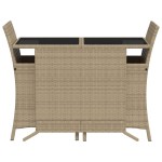 vidaXL Set bistro cu perne, 3 piese, bej, poliratan