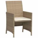 vidaXL Set bistro cu perne, 3 piese, bej, poliratan