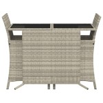 vidaXL Set bistro cu perne, 3 piese, gri deschis, poliratan