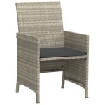 vidaXL Set bistro cu perne, 3 piese, gri deschis, poliratan