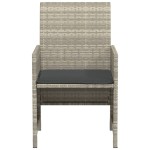 vidaXL Set bistro cu perne, 3 piese, gri deschis, poliratan