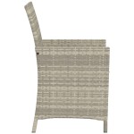 vidaXL Set bistro cu perne, 3 piese, gri deschis, poliratan