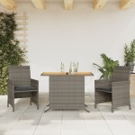 vidaXL Set bistro de grădină cu perne, 3 piese, gri, poliratan vidaXL Set bistro de grădină cu perne, 3 piese, gri, poliratan