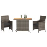 vidaXL Set bistro de grădină cu perne, 3 piese, gri, poliratan vidaXL Set bistro de grădină cu perne, 3 piese, gri, poliratan