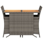 vidaXL Set bistro de grădină cu perne, 3 piese, gri, poliratan vidaXL Set bistro de grădină cu perne, 3 piese, gri, poliratan