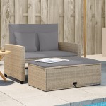 vidaXL Canapea de grădină cu perne, 2 locuri, bej, poliratan