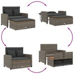 vidaXL Canapea de grădină, 2 locuri, gri, poliratan & lemn de acacia vidaXL Canapea de grădină, 2 locuri, gri, poliratan & lemn de acacia