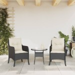 vidaXL Scaune de grădină cu perne, 2 buc., negru, poliratan