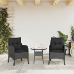 vidaXL Scaune de grădină cu perne, 2 buc., negru, poliratan