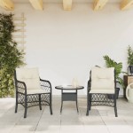 vidaXL Scaune de grădină cu perne, 2 buc., negru, poliratan