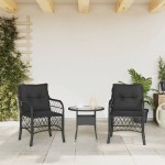 vidaXL Scaune de grădină cu perne, 2 buc., negru, poliratan