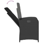 vidaXL Scaun de grădină rabatabil cu perne, negru, poliratan