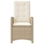 vidaXL Scaun de grădină rabatabil cu perne, bej, poliratan