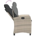 vidaXL Scaun de grădină rabatabil cu perne, gri deschis, poliratan