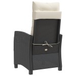 vidaXL Scaune de grădină rabatabile cu perne, 2 buc., negru, poliratan
