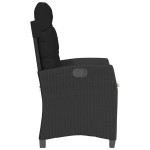 vidaXL Scaune de grădină rabatabile cu perne, 2 buc., negru, poliratan
