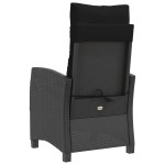 vidaXL Scaune de grădină rabatabile cu perne, 2 buc., negru, poliratan