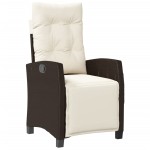 vidaXL Scaun de grădină rabatabil cu suport picioare, maro, poliratan