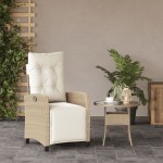 vidaXL Scaun de grădină rabarabil cu suport picioare, bej, poliratan vidaXL Scaun de grădină rabarabil cu suport picioare, bej, poliratan