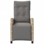 vidaXL Scaun de grădină rabatabil cu suport picioare mix bej poliratan