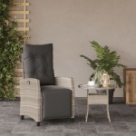 vidaXL Scaun grădină rabatabil suport picioare, gri deschis, poliratan vidaXL Scaun grădină rabatabil suport picioare, gri deschis, poliratan