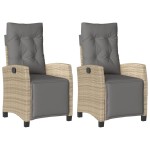 vidaXL Scaun de grădină rabatabil cu suport picioare,2 buc., poliratan