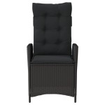 vidaXL Scaun de grădină rabatabil cu perne, negru, poliratan