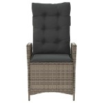 vidaXL Scaun de grădină rabatabil cu perne, gri, poliratan