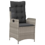 vidaXL Scaun de grădină rabatabil cu perne, gri deschis, poliratan