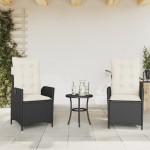 vidaXL Scaune de grădină rabatabile cu perne, 2 buc., negru, poliratan vidaXL Scaune de grădină rabatabile cu perne, 2 buc., negru, poliratan