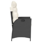 vidaXL Scaune de grădină rabatabile cu perne, 2 buc., negru, poliratan vidaXL Scaune de grădină rabatabile cu perne, 2 buc., negru, poliratan