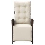 vidaXL Scaun de grădină rabatabil cu suport picioare, maro, poliratan