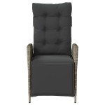 vidaXL Scaun de grădină rabarabil cu suport picioare, gri, poliratan