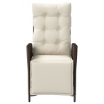 vidaXL Scaun de grădină rabatabil cu suport picioare,2 buc., poliratan