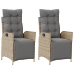 vidaXL Scaun de grădină rabatabil cu suport picioare,2 buc., poliratan