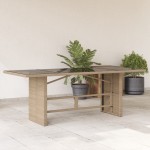 vidaXL Masă de grădină cu blat din sticlă bej, 190x80x74 cm, poliratan vidaXL Masă de grădină cu blat din sticlă bej, 190x80x74 cm, poliratan