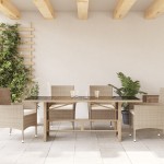 vidaXL Masă de grădină cu blat din sticlă bej, 190x80x74 cm, poliratan vidaXL Masă de grădină cu blat din sticlă bej, 190x80x74 cm, poliratan