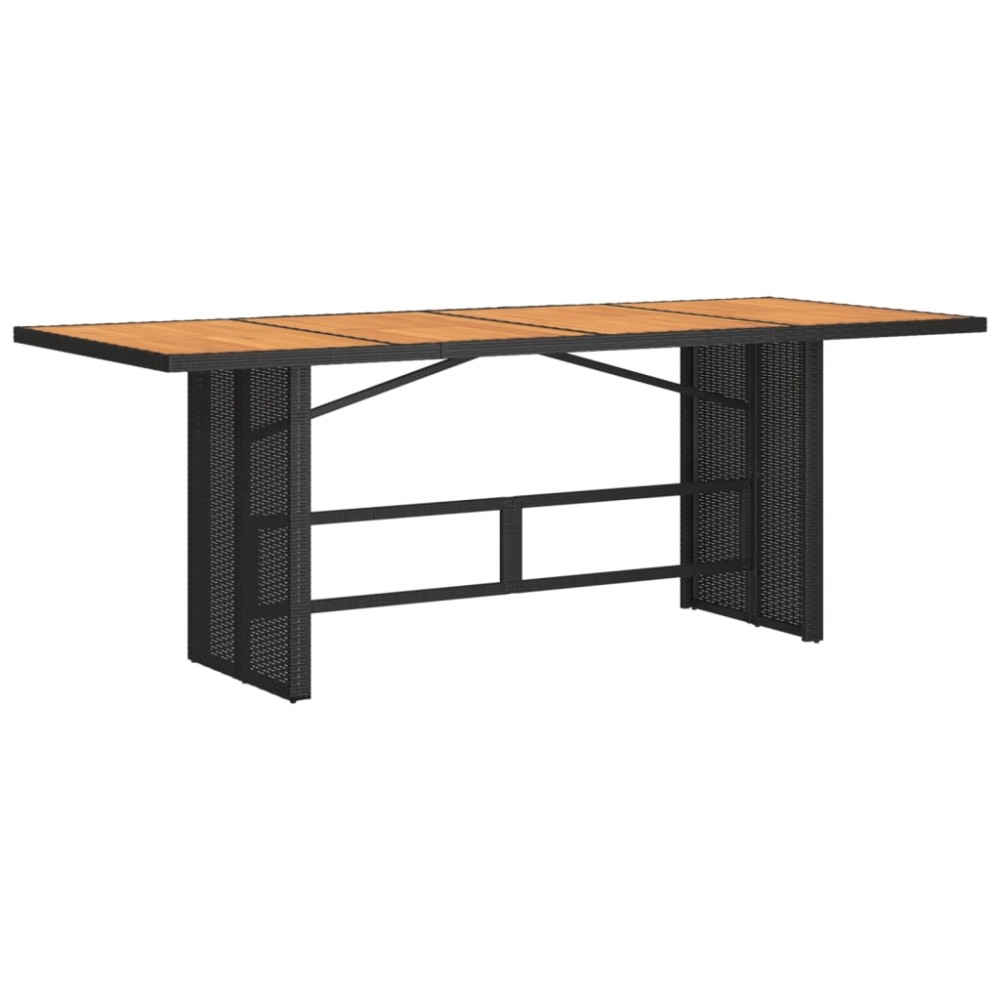 vidaXL Masă grădină blat din lemn acacia, negru 190x80x74 cm poliratan