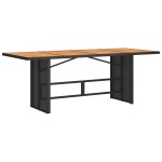 vidaXL Masă grădină blat din lemn acacia, negru 190x80x74 cm poliratan