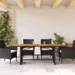vidaXL Masă grădină blat din lemn acacia, negru 190x80x74 cm poliratan
