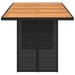 vidaXL Masă grădină blat din lemn acacia, negru 190x80x74 cm poliratan